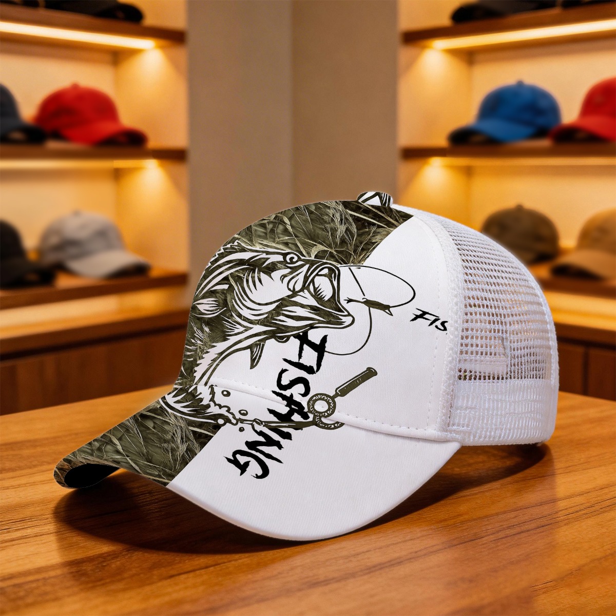 TEMU 1pc Fishing-themed Baseball Cap With Big Lure Design, Adjustable Snap Closure, Lightweight Hat Suitable For - Outdoor, Casual Wear, Gift For ,