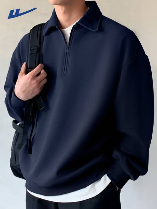 chaqueta de estilo para hombre hua, y , con cuello y media cremallera, ideal para entrenamiento de running, y otoño, con .