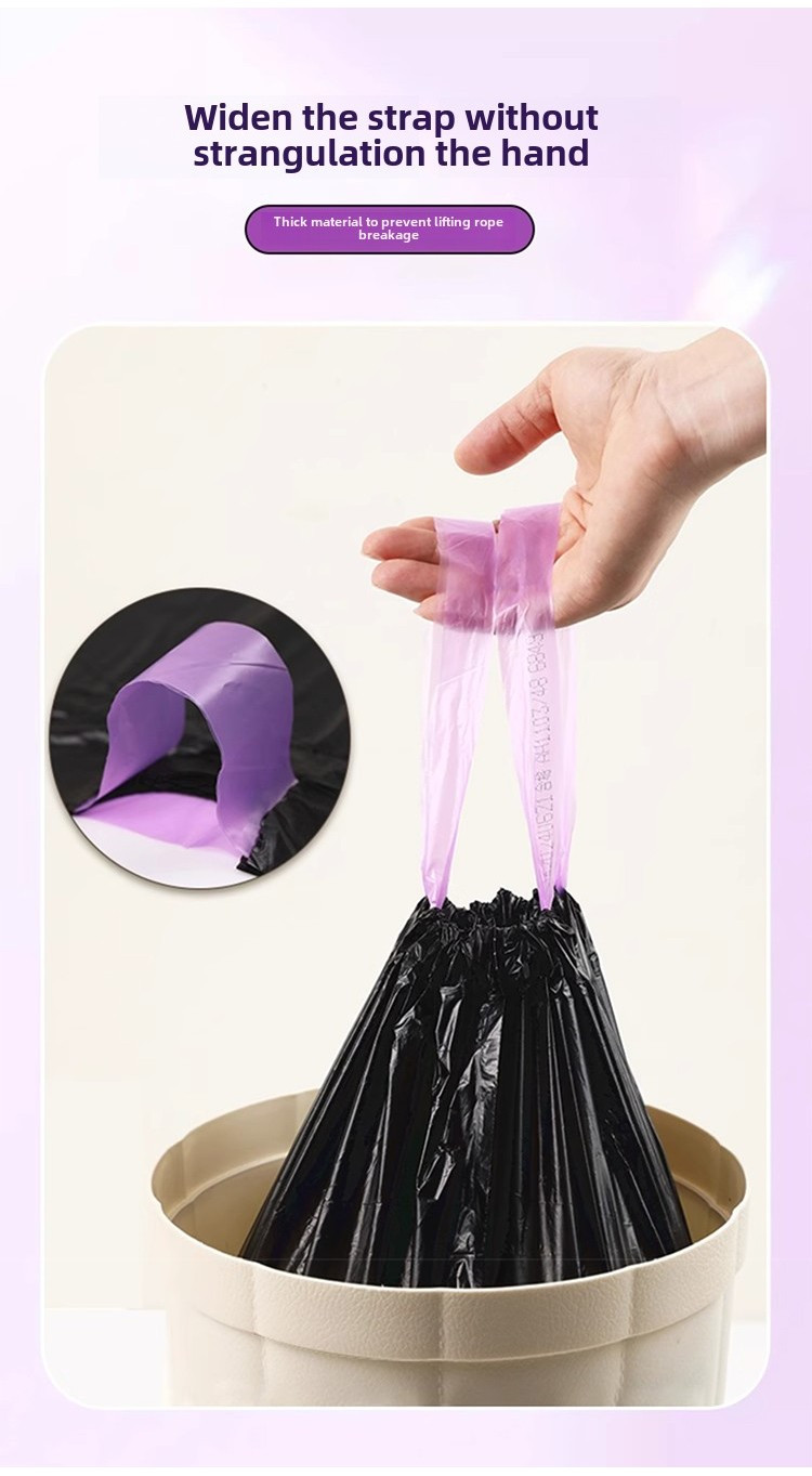 extra thick, tear-resistant drawstring trash bags - large capacity,   &   for kitchen, bedroom, living room - supports up to 10.43kg details 3