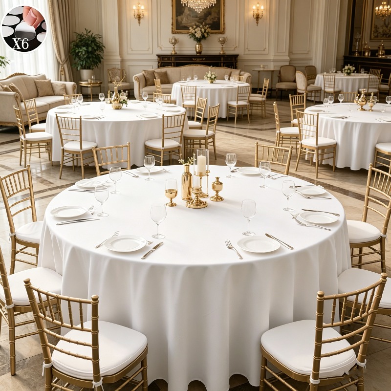 TEMU Modern Minimalist Wrinkle-resistant Round Tablecloth – 1pc Oversized Monochrome Tablecloth, Purchase Includes 10 Free Self-adhesive Non-slip