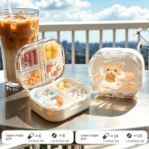 biscuit spoon warehouse pig grid independent compartment portable medicine box sealed moisture proof design daily commuting and short travel medicine storage needs