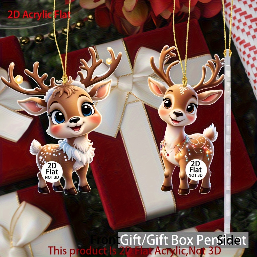 TEMU Piatto 2D, 9 pz Simpatiche con Luci Natalizie Ornamenti Appesi in Acrilico, Decorazioni per Albero di Natale, Decorazioni Natalizie e di