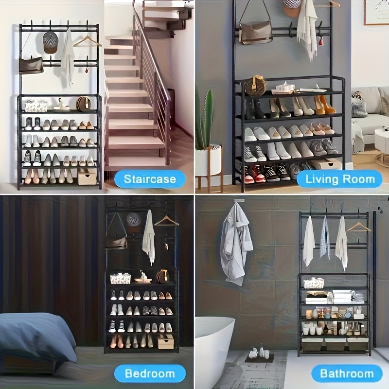multifunkcionalni stalak za cipele s kukicama | veliki kapacitet za pohranu cipela, odjeće, šešira, torbi, kišobrana | pogodan za spavaću sobu, dnevni boravak, hodnik |   jednostavan   | izrađen od plastike, viseći organizatori za cipele Pojedinosti o proizvodu 1