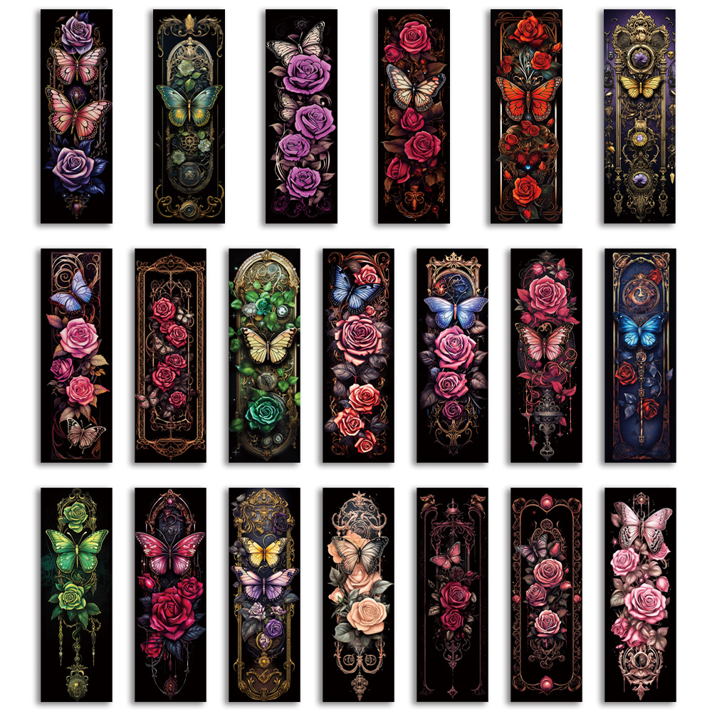TEMU 20 stuks Gothic Rose Vlinder Bladwijzers - Vintage Bloem Vlinder Pagina Markers voor Boekenliefhebbers, Gothic Fans, Schrijfwaren Liefhebbers en