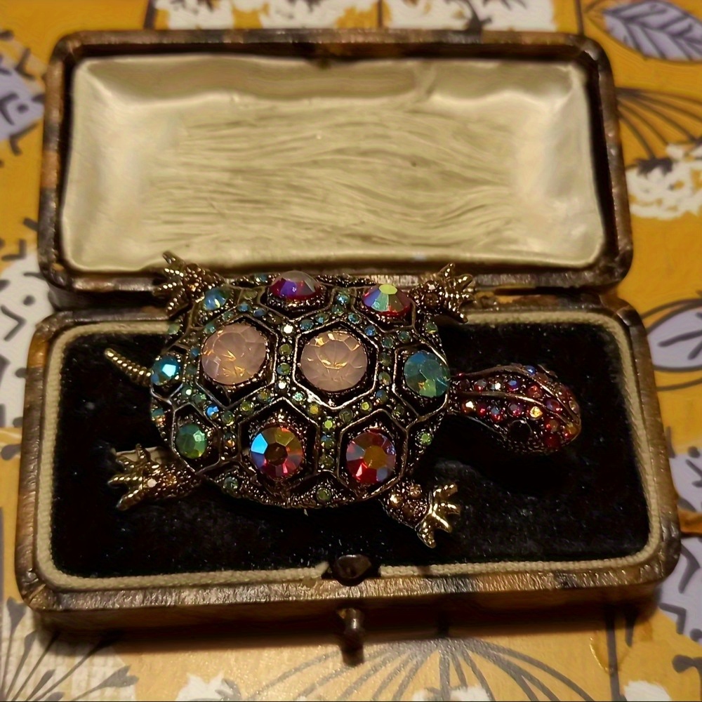 E-shop Barocker Luxus Brosche mit schönem Schildkröten-Tiermotiv für Damen Herren, Schmuck-Accessoires, Überraschungsgeschenk für Paare zu Hochzeit,