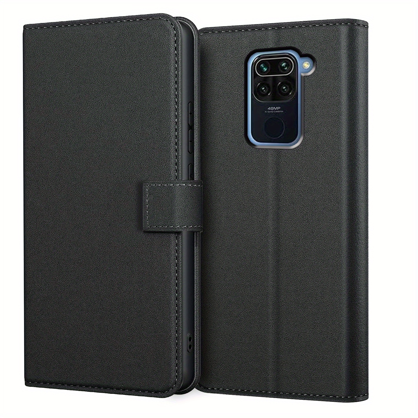 TEMU para Teléfono - para Xiaomi Redmi Note 8 8T 9 9T 9S Pro Max, con Soporte, Cuero Sintético Negro, Ranura para Tarjetas, Billetera Negra, con