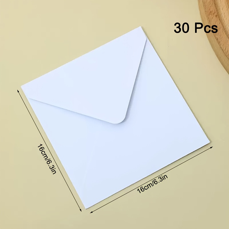 30pcs Square Envelopes - Matte White For Weddings, Christmas, Birthday Greeting Cards And Photo Cards, High-quality Mailing Paper, Elegant Style, Smooth Texture