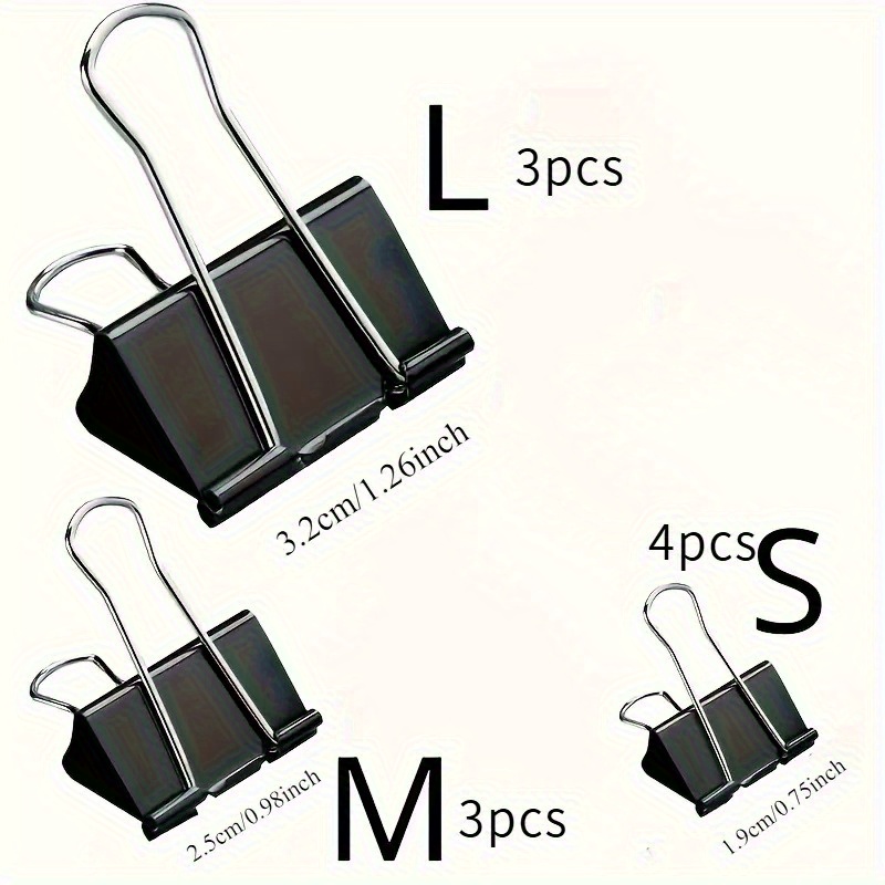 Image of 10pcs Set Of Metal Paper Clips, Foldable File Holders For Office Supplies And Books, Durable Metal Material In 3 Sizes