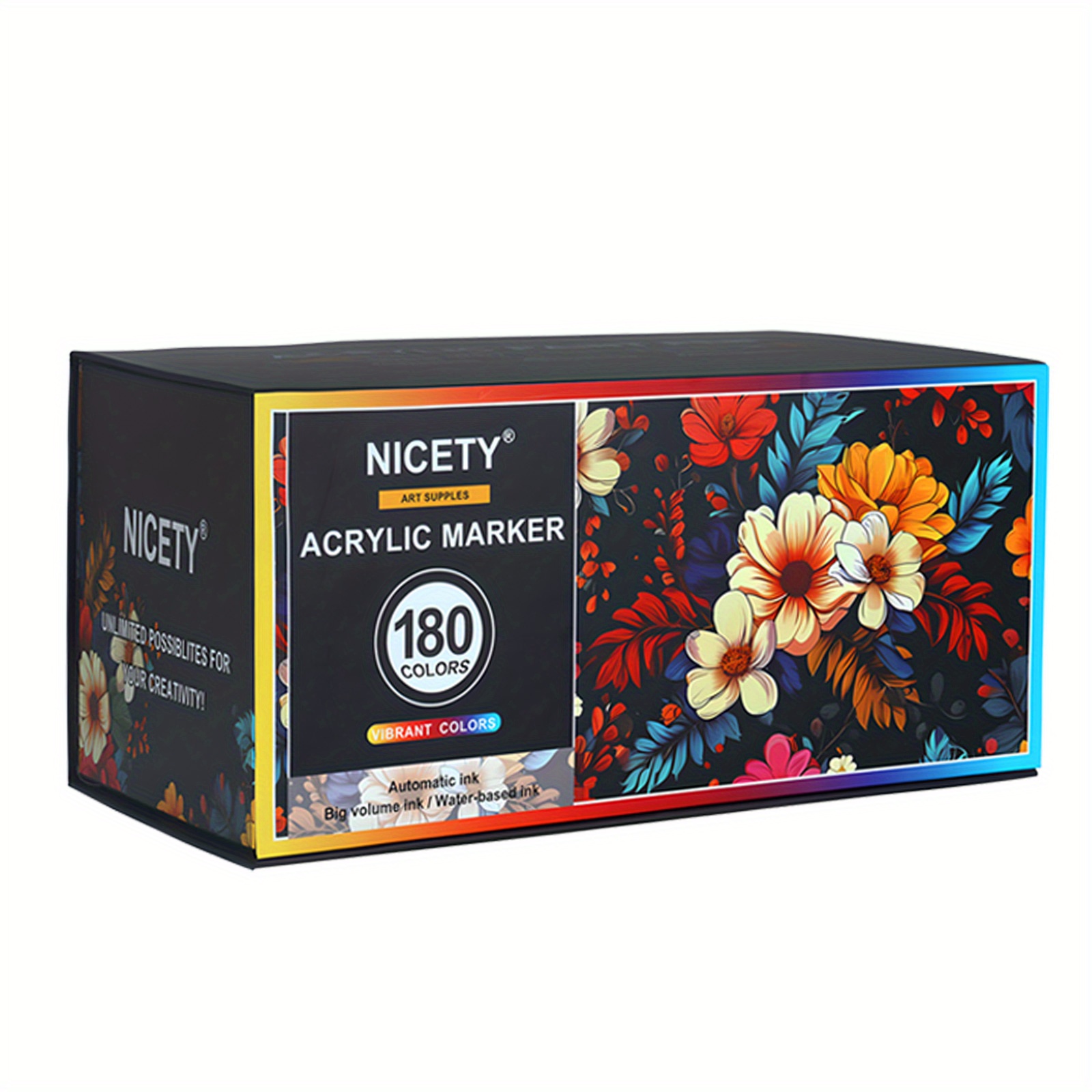 Image of 180 Colors Acrylic Paint Markers, Permanent Brush Tip Acrylic Paint Pens, Non-erasable Art Marker For Office Use, Stone Ceramic Wood Canvas Plastic Glass Drawing, Professional Use For Painting And Art