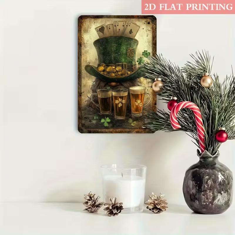 TEMU 2d Flat, 2d Flat Retro Dwarf And 4 Beer Metal Wall Decor - 20.32x30.48cm Sign, Suitable For Man Caves, Game Rooms, 's Day Gift, 2d Flat Print