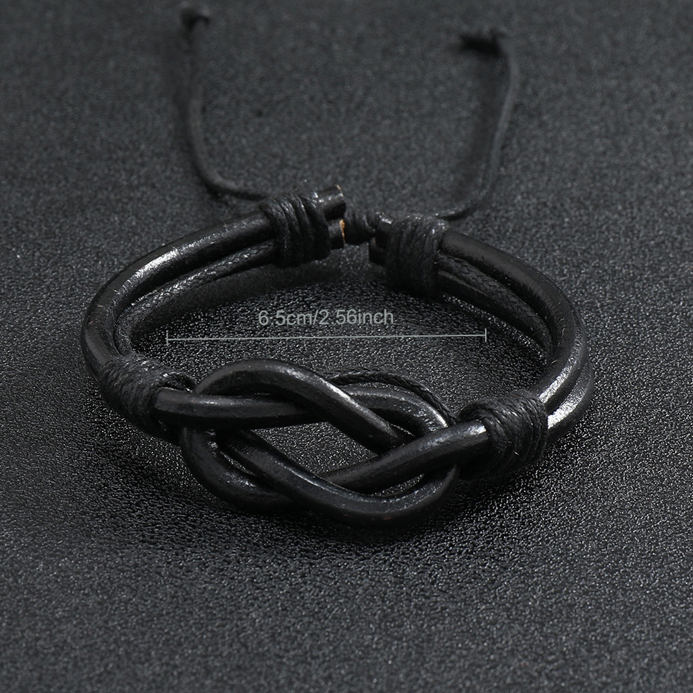 Unisex Faux Leather Braided Bracelet, Adjustable Accessory