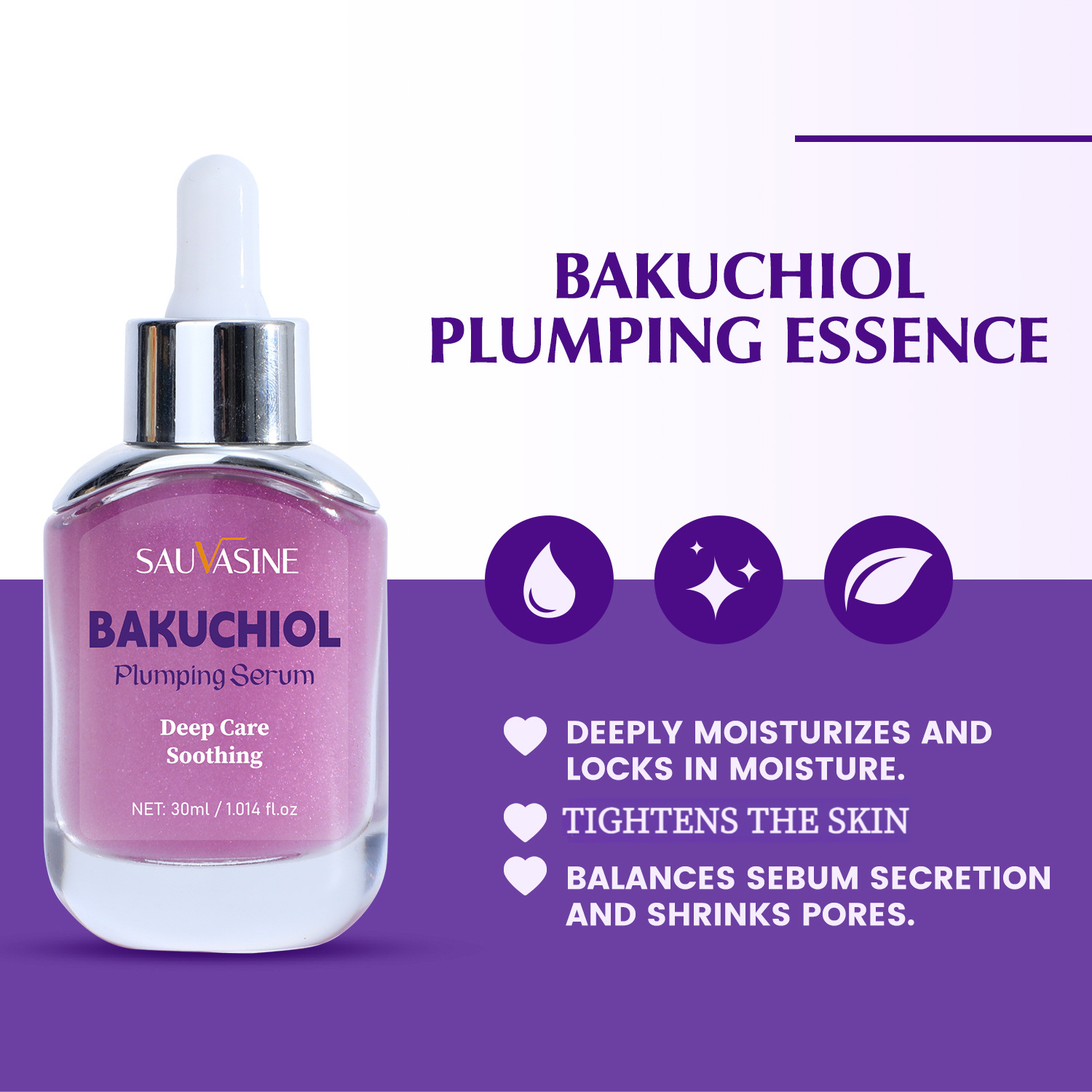 BAKUCHIOL SERUM, Containing Ingredients Such As Niacinamide And Ceramide, Deeply Moisturizes And Tighens The Skin. Skincare Serum Is Suitable for Dry Skin And All Skin Types, Ideal Gift