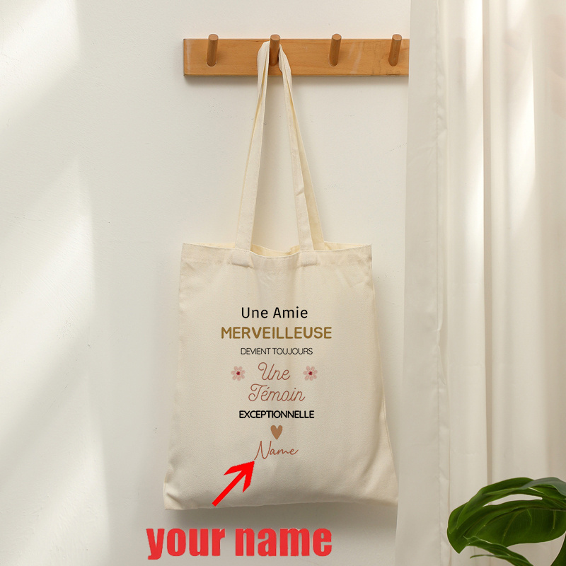 TEMU 1 sac fourre-tout personnalisable avec nom, témoins de mariage, sac à bandoulière pour voyage, quotidiens, sac de courses pour femmes, meilleur