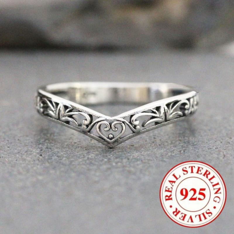 TEMU 925 Sterling Silver Vintage -shaped Women's Ring, Suitable For Daily Casual Wear And Women's Jewelry Gift, Total Weight Of The Product (1.6g)