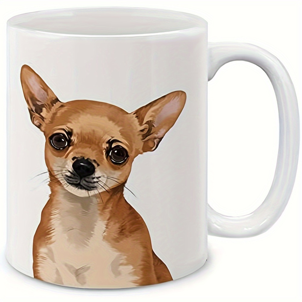 TEMU 1pc, Dog Lover Mug - 11 Oz, Insulated For Hot And Cold Drinks, Ph Only, Full Body Portrait Of Cute Deer Head Chihuahua Dog
