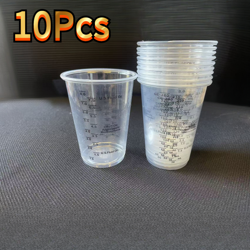 10pcs (240ml/8oz) Plastic Measuring Cups - Reusable For Accuracy, Suitable For Resin, Kitchen Cooking, Epoxy Resin Mixing 1 Epoxy Resin, Kitchen Baking Cup 1 Fine -measurement