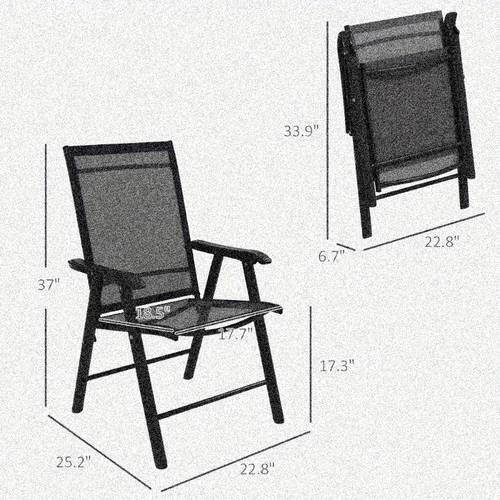 set of 4 folding patio chairs stackable outdoor sling dining chairs with armrests ideal for lawn camping beach metal frame no assembly black