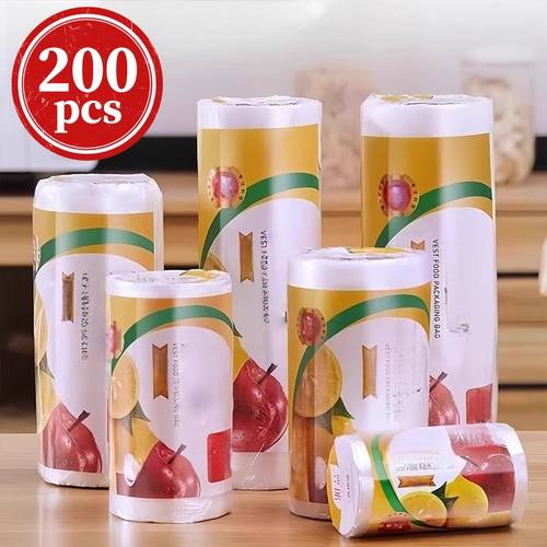 200pcs transparent bags with handles for food storage and preservation food portioning bags with handles suitable for food portioning refrigerator storage and freezing of vegetables fruits and meats random outer packaging