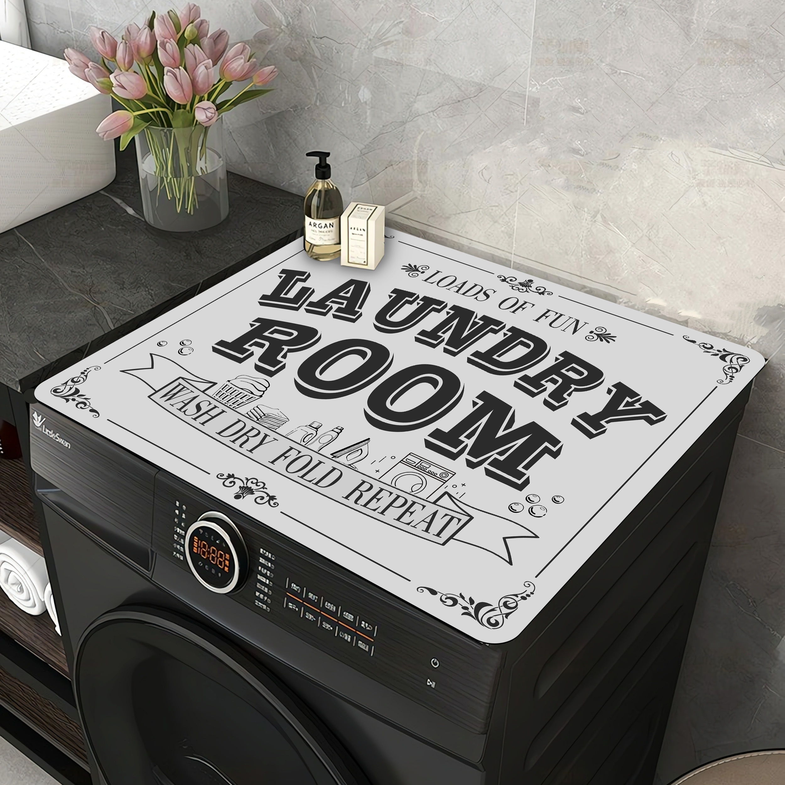 1pc Heavy-duty Non-slip Washing Machine And Dryer Top Cover Pad Suitable For Front/ Washers, Diatomite Noise Cover,…: retailer-supplied image