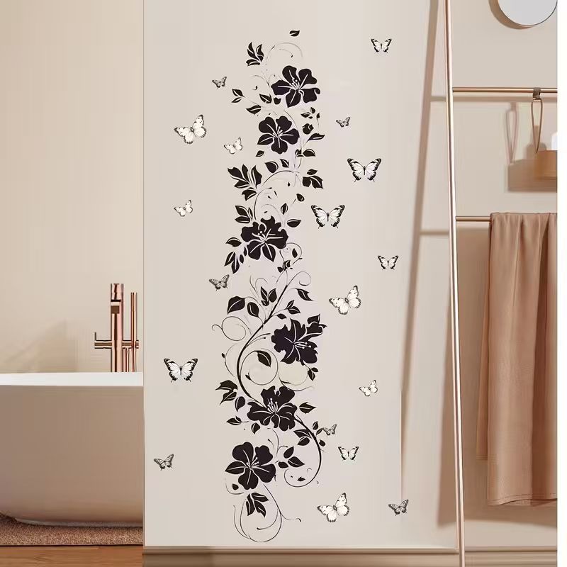 TEMU Stickers de carreaux auto-adhésifs pour la décoration de salle de bain, avec des floraux et des sur carreaux de verre.