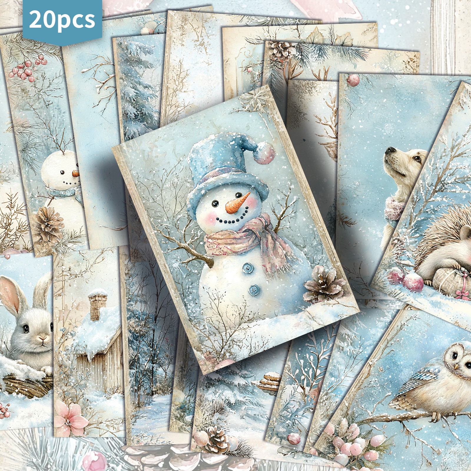 TEMU Set Of 20 Christmas Postcards Measuring 4x6 Inches, Featuring Classic Pinup Art, Perfect For Scrapbooking And Crafting