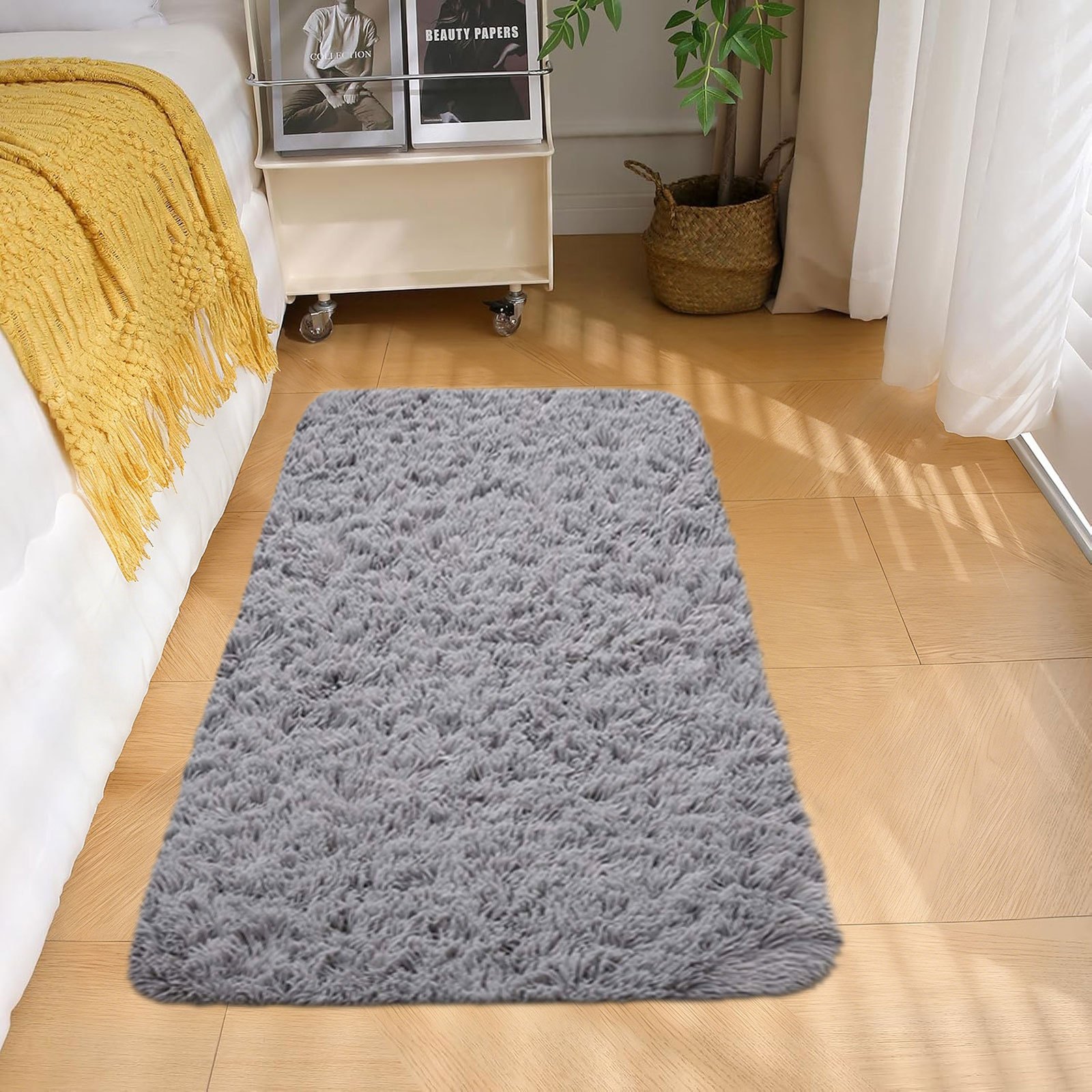 TEMU 1pc Rectangular Multicolor Friendly Soft Bedside Rug, Suitable For Colors And Sizes, , Comfortable Foot Feel, Christmas Gift Style, Bedside Rug,
