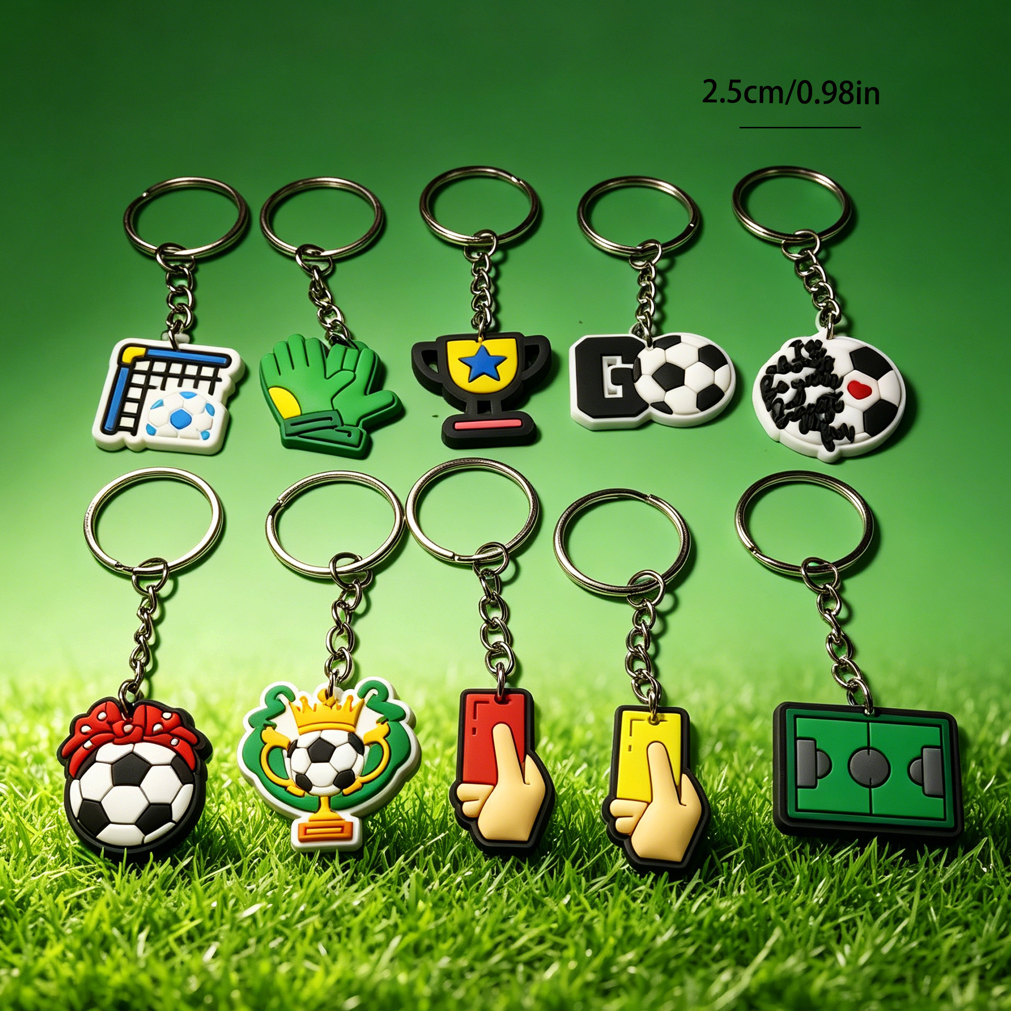 TEMU Voetbal sleutelhanger set van 10 stuks - Duurzame metalen ringen - Perfect voor voetballiefhebbers, atleten en , ideaal als kleine cadeautjes of