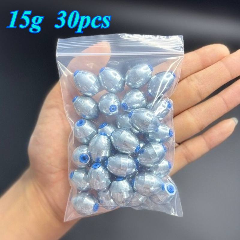 TEMU 30pcs/ Lot Alloy Hollow Olive Fishing Sinkers, 4g/ 6g/ 8g/ 10g/ 12g/ 15g Carbon Steel Fishing Weights Fishing Accessories