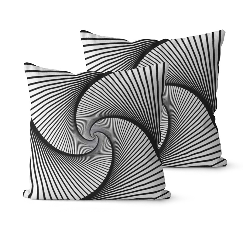 TEMU 2pcs Set Nordic Style Black And White Swirl Single-sided Print Polyester Pillowcases, Modern Minimalist Abstract Geometric Throw Pillow Covers,