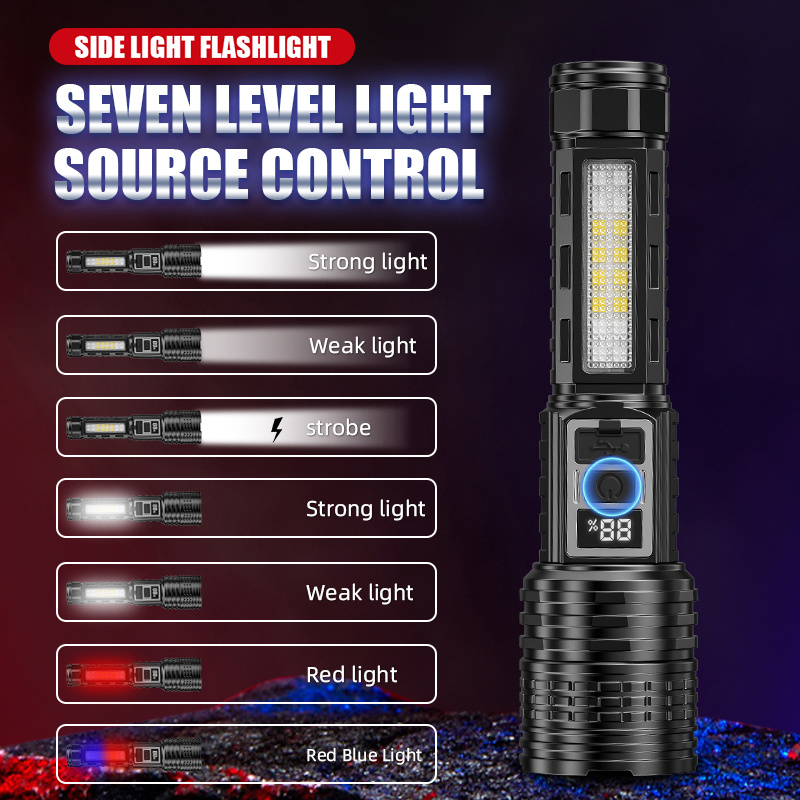 LED Super Bright Flashlight with 7 Adjustable Modes, USB Rechargeable
