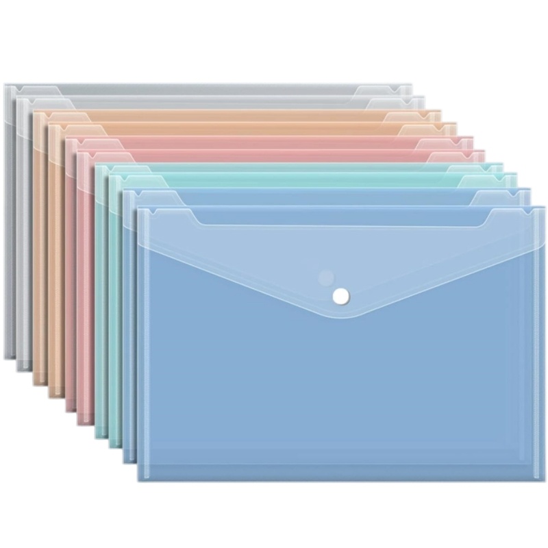 TEMU 10pcs Pack 10pcs A4 Plastic Snap Folders With Secure Popper Closure, Translucent Pastel Suitable For School, , Clear Document Wallets,