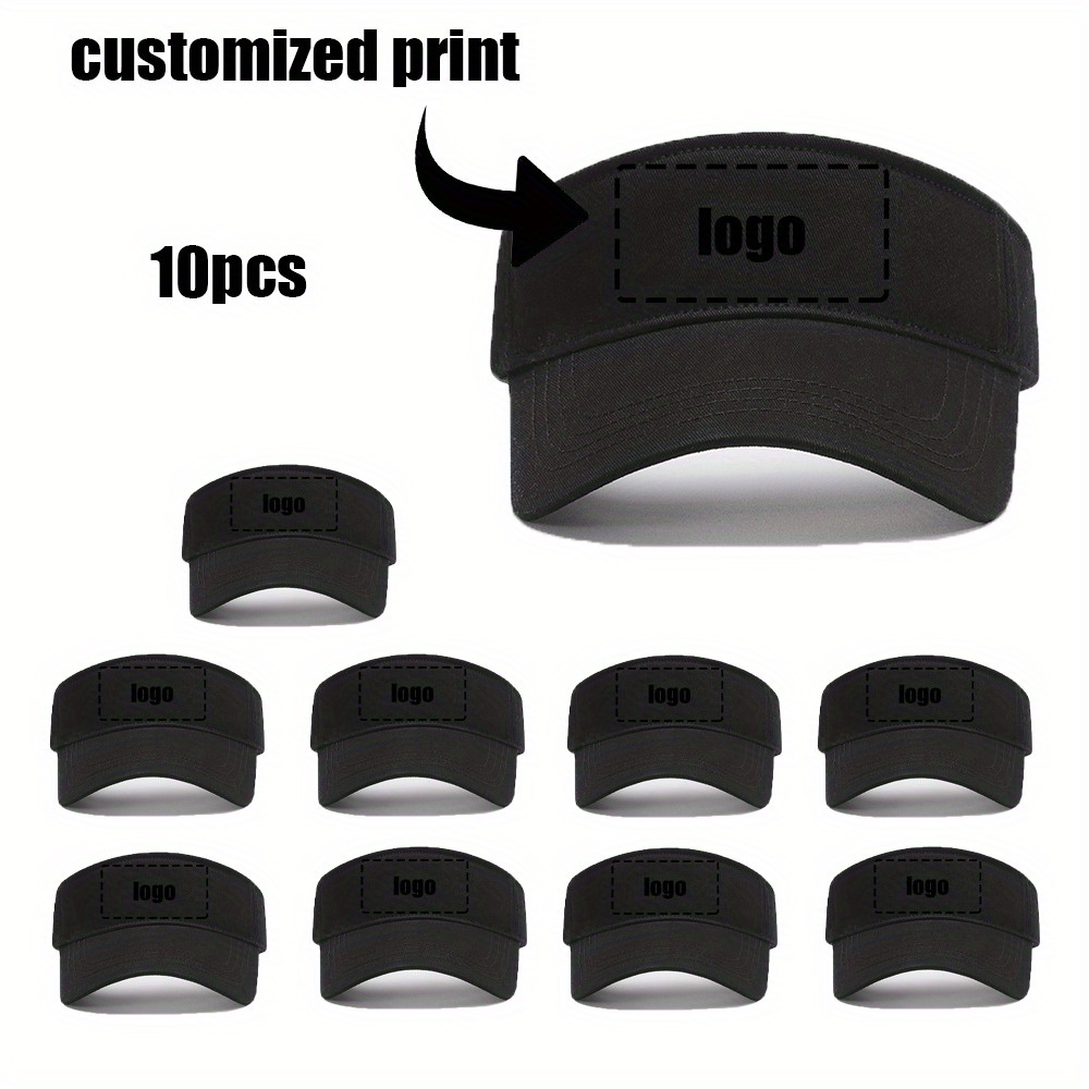 10pcs Custom Printed Unbrimmed Beach Hats