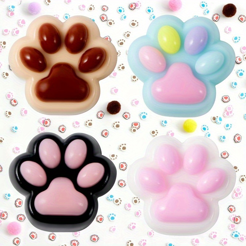 TEMU Syncfun Set Of 4 Taba Paw Squeeze Toys, Vibrant Kawaii Mochi Fufu Sensory Toys, Cat Paw Taba Squeeze Toys For Party Gifts, Suitable For Adults