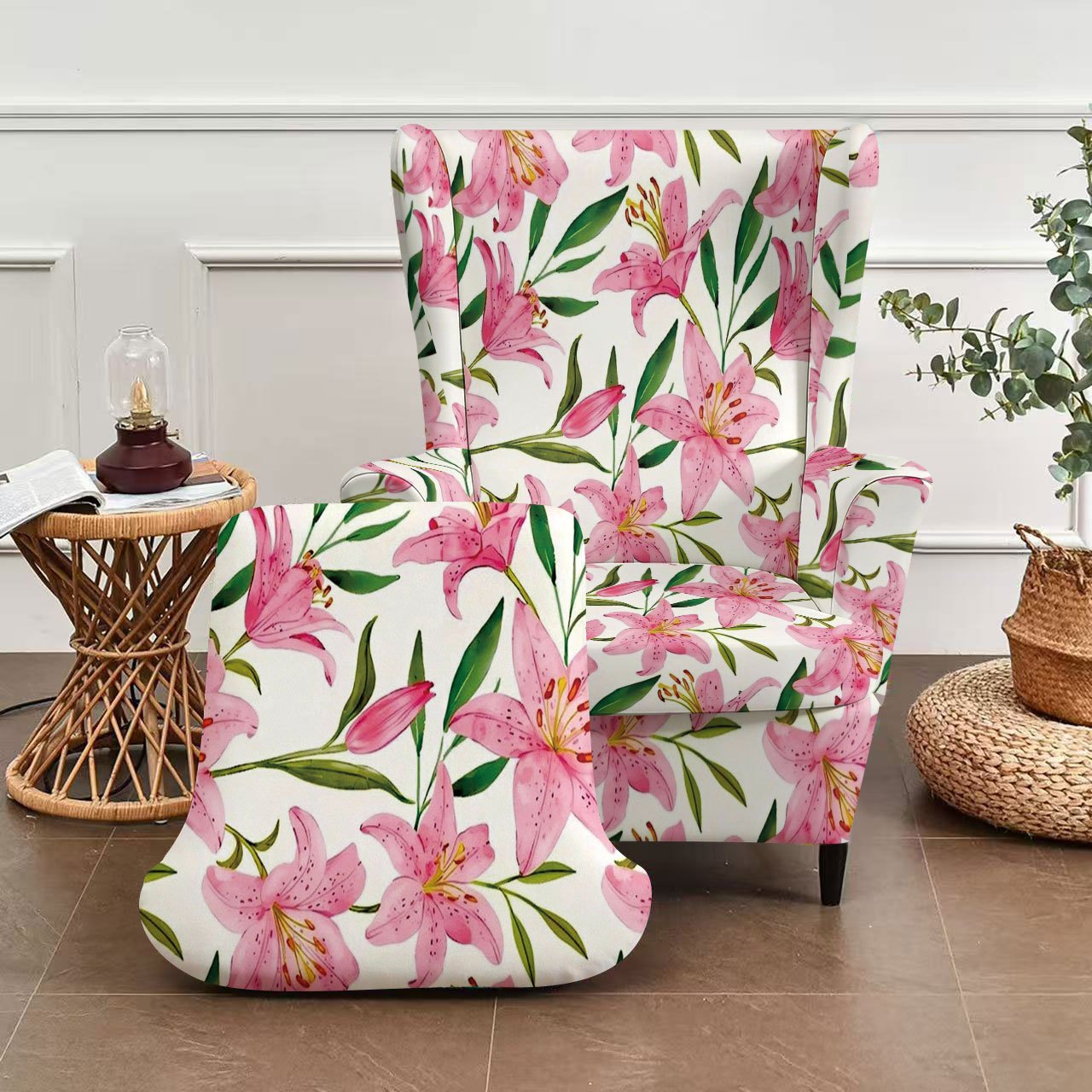 TEMU 2d Print Tiger Stool Cover, Single Sofa Cover With Armrest And Backrest, Fashionable Floral Pattern, High-elasticity Full Coverage, Anti-slip,,