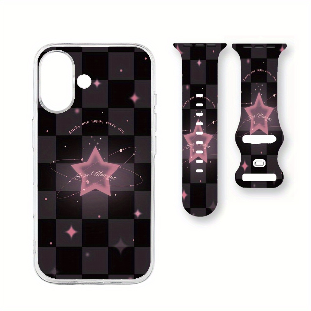 Lucky Star & Checkered Pattern Gift Set for iPhone and iWatch