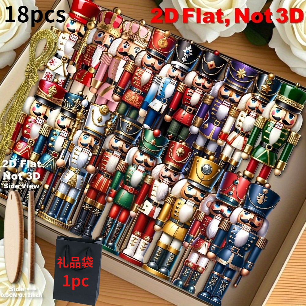 TEMU 19pcs (18pcs Set And 1pc Gift Bag) Colorful Wooden Walnut Opener Decorations, Each Perfect For Christmaschristmas Halloweenchristmas Halloween