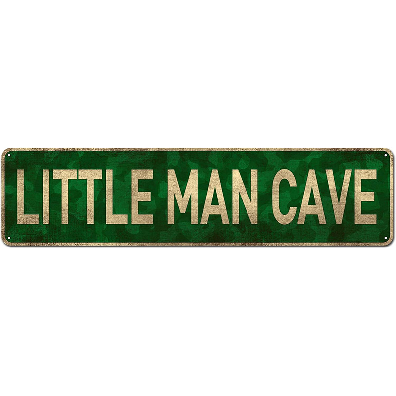 TEMU 2d Flat, Small Man Cave Metal Wall Sign - 4x16 Inch Rustic Green And White Distressed Decor Sign, A Room, Durable Wall-mounted Bedroom
