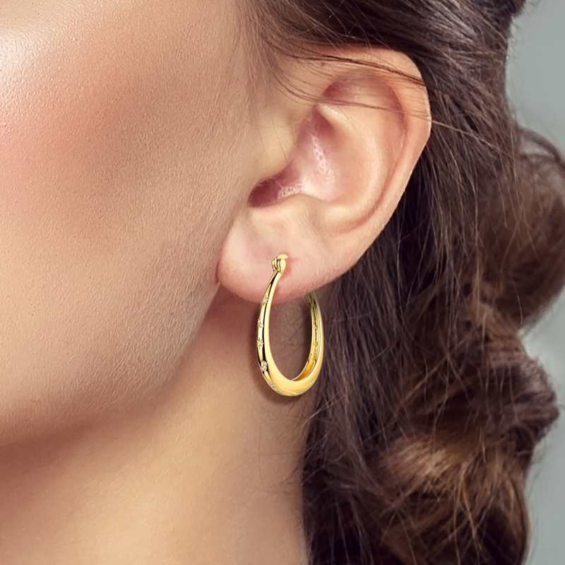 Women's Golden Drop-Shaped Star Earrings in 925 Silver