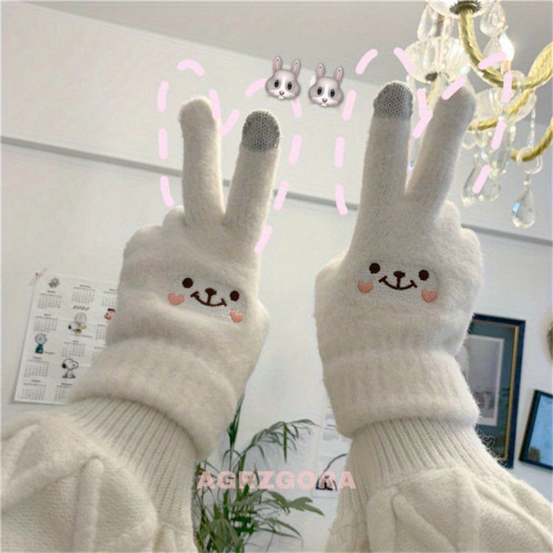 

Cozy & Cute Cartoon Ski Gloves For And Girls - Warm, Touchscreen-compatible, Winter Sports Gloves With Knit Design, Winter Accessories, Warm And Dry, Suitable For