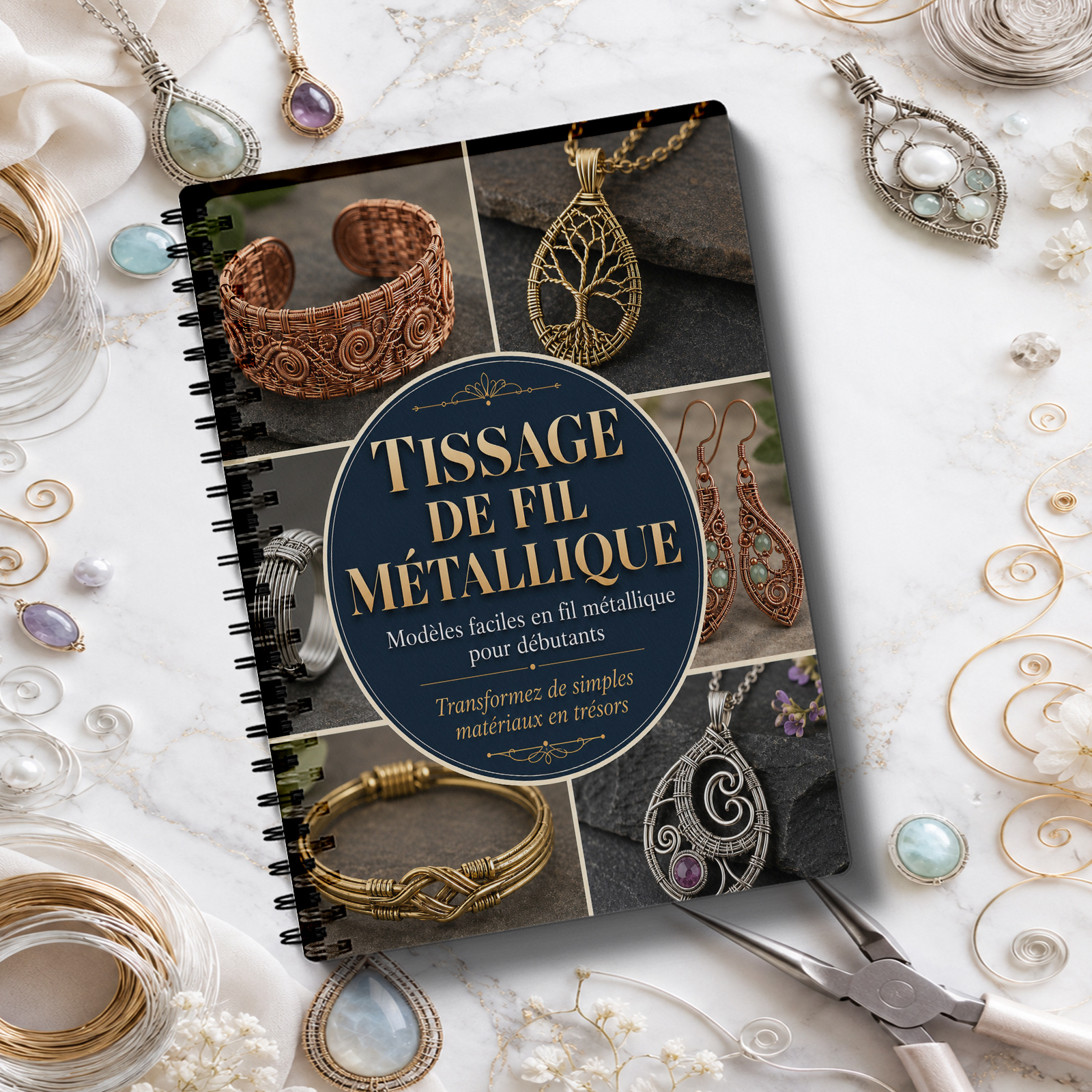 TEMU Agenda de Bijoux en Fil , de Tissage de Fil, Conceptions de Serrement de Fil, Artisanat en Fil de Cuivre, Pendentif , Collier, Boucles