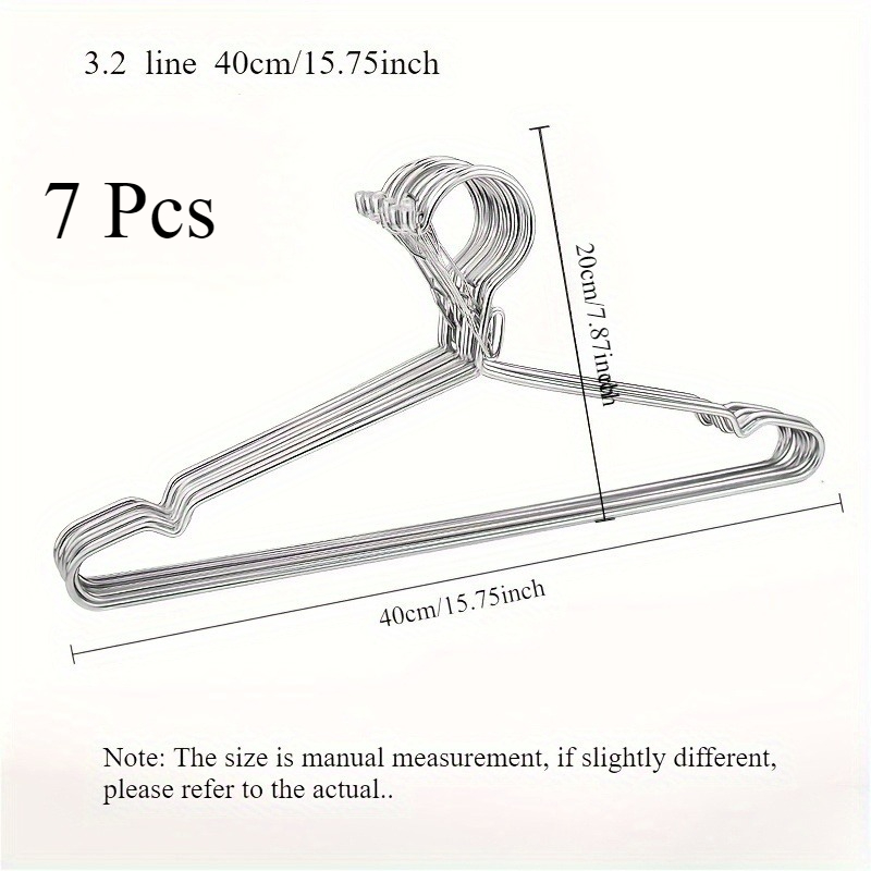 TEMU Set Of 7 Stainless Steel Hangers Featuring Windproof Clips For Securing Clothing, Ideal For Shirts, Pants, And Jackets. Space-efficient Hangers