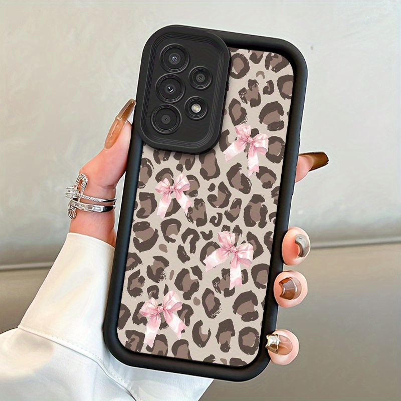 TEMU Stylish Brown Leopard Print Bow Pattern Phone Case For Galaxy A05s/a13/a14/a15/a23/a24/a25/a32/a33/a34/a35/a52/a53/a54/a55/s20/s21 Fe/s22