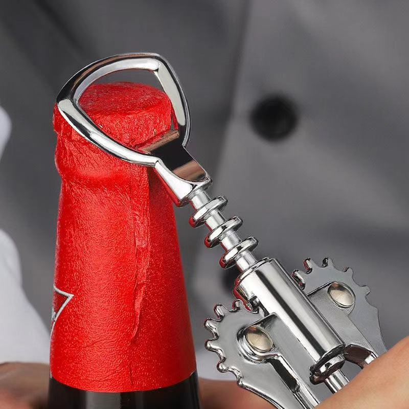 Abrebotellas de Acero Inoxidable - Sacacorchos Multifuncional con Mango Ergonómico para Abrir Botellas de Vino y Cerveza Sin Esfuerzo, Diseño Duradero Resistente al Óxido para el Hogar, Cocina y Entretenimiento