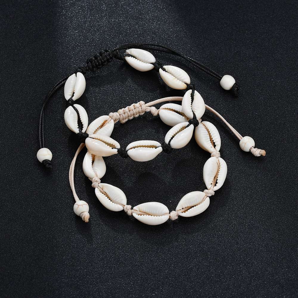 Women's Bohemian Shell & Rope Bracelet, Adjustable