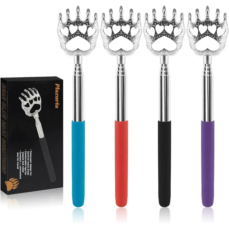 (4-pack) portable extendable telescopic scratchers/hand massager/ with rubber handles, personal care, portable accessory, telescopic design, durable construction, lightweight tool, scratch aid, gadget, gift idea, pet owners Product details 1