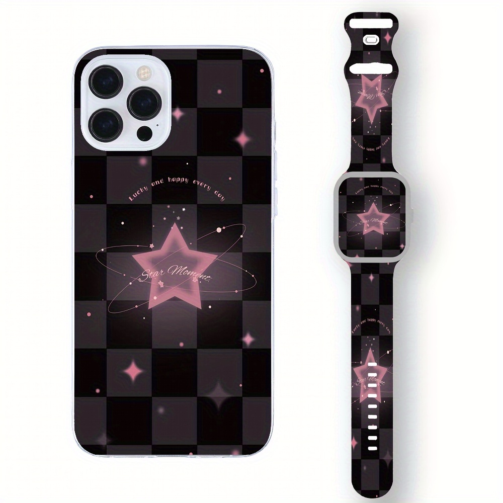 Lucky Star & Checkered Pattern Gift Set for iPhone and iWatch