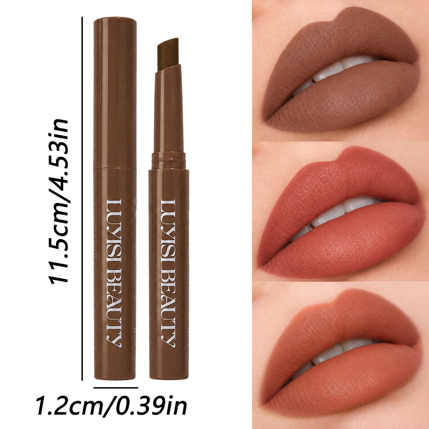 3pcs Lipstick Makeup Set in Deep Brown, Warm Red & Burnt Orange Shades