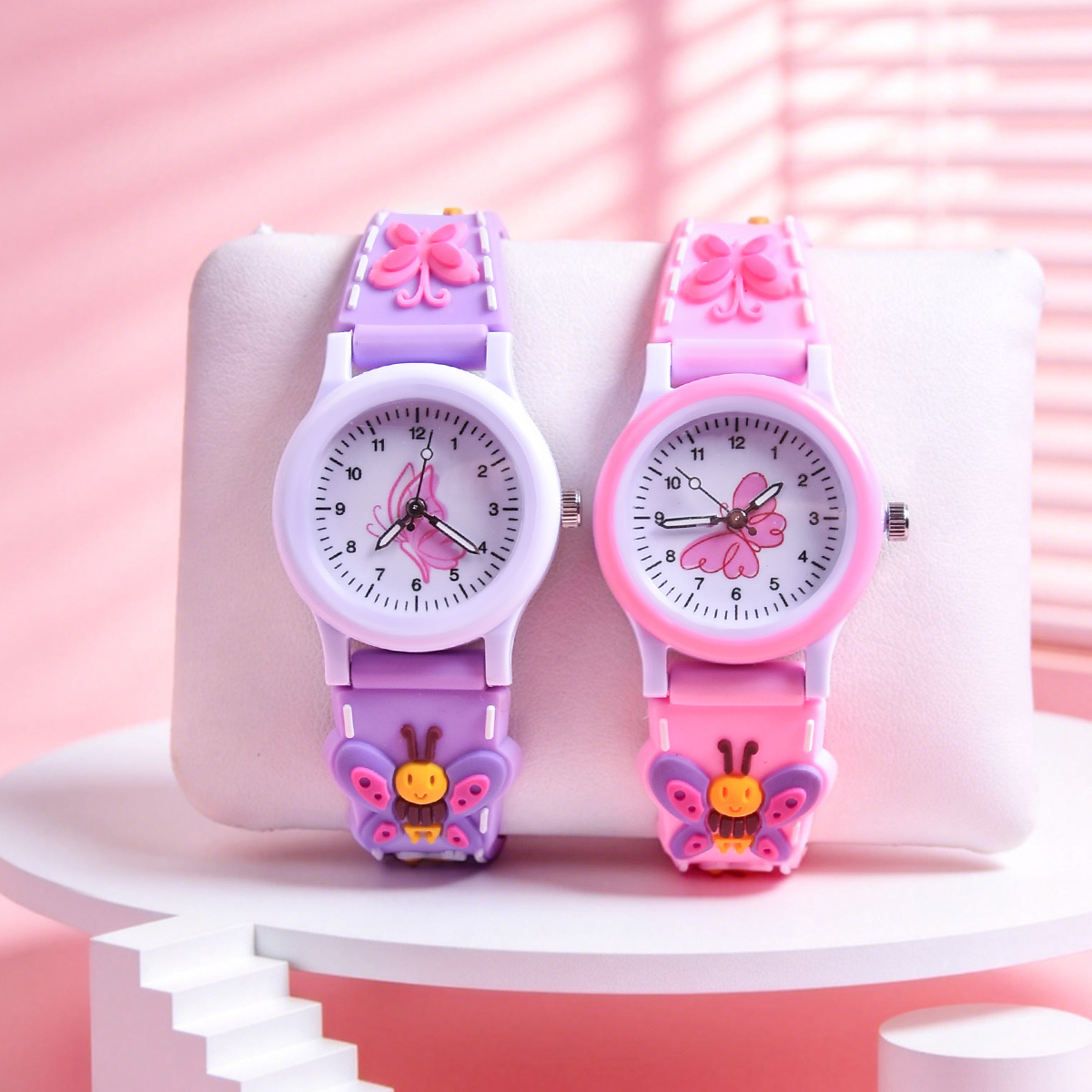 3D Soft Silicone Strap Cartoon Butterfly Watch for Kids