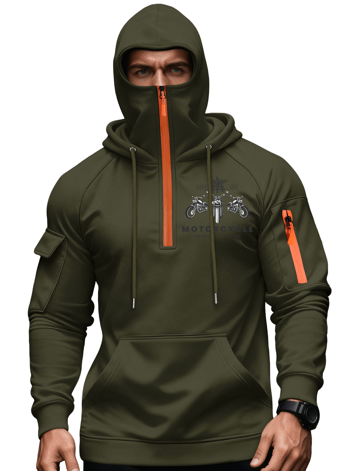 supzxu mens motorcycle themed hooded half zip jacket Temu Saudi