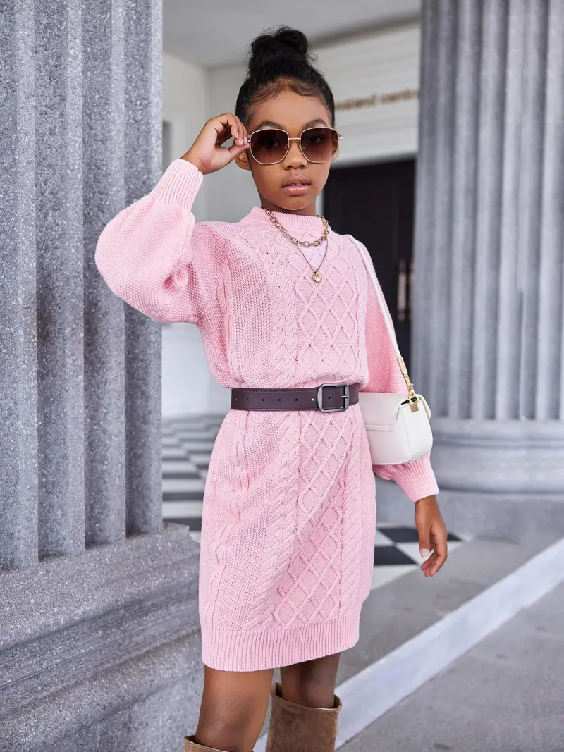 girls sweater dress puff long sleeve casual cable knit - Temu girls sweater dress puff long sleeve casual cable knit - Temu